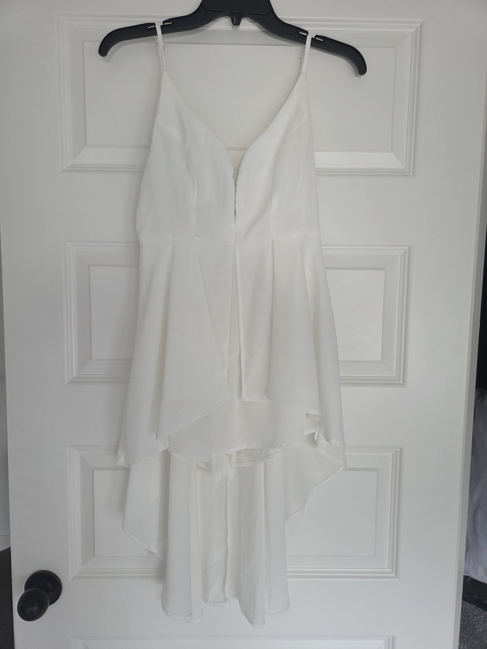 White High-Low Spaghetti Strap Rompwr